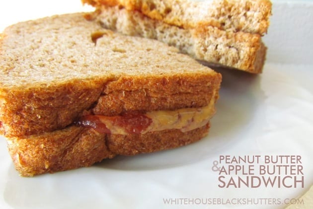 peanut butter and apple butter sandwich