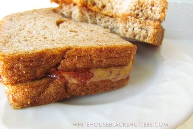 peanut butter and apple butter sandwich