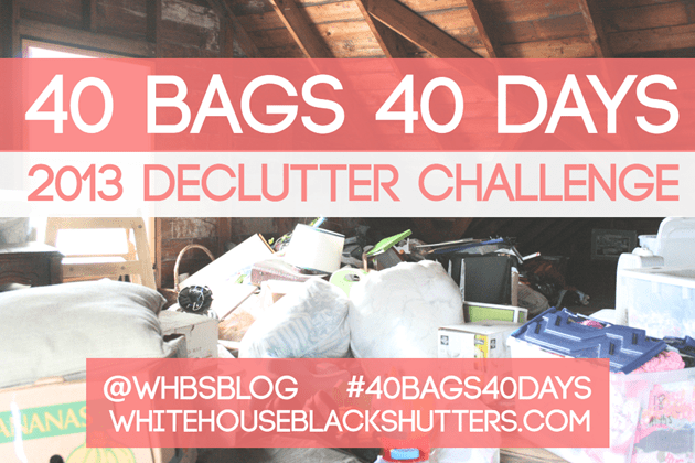 declutter your whole home a spot at a time for 40 days with whitehouseblackshutters.com. free organizing #printable, facebook group, and more! #40bags40days #cleaning #organizing