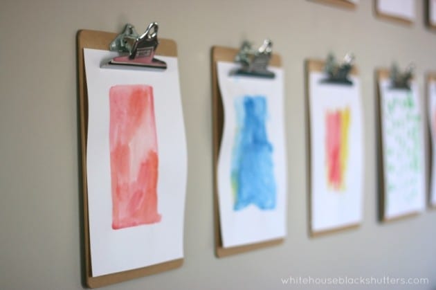 need to do this! simple and inexpensive gallery wall with clipboards! via @whbsblog