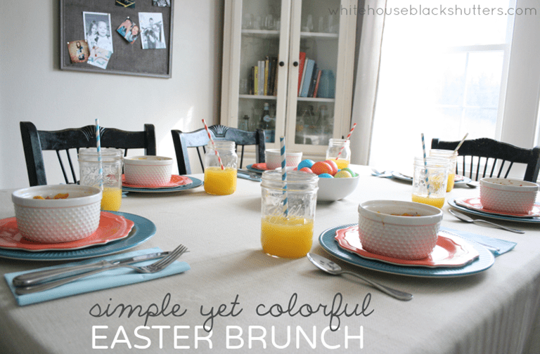 colorful and simple Easter brunch tablescape with items from Target!