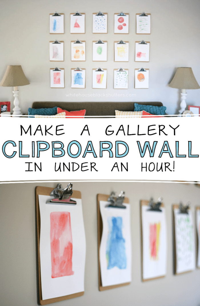 how to make a clipboard gallery wall! via @whbsblog Takes under an hour to make and much cheaper than frames.