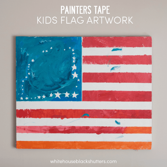 make a flag with painters tape, paint, and stickers! great project for kids