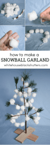 make this simple snowball garland for only $2! Great kid project. #Christmas #Holiday #Decorations
