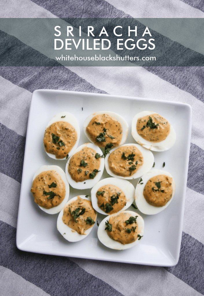 Sriracha Deviled Eggs? Oh my YUM! add sriracha to deviled eggs for a twist on the favorite appetizer.