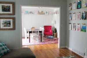 unused dining room turned colorful family space