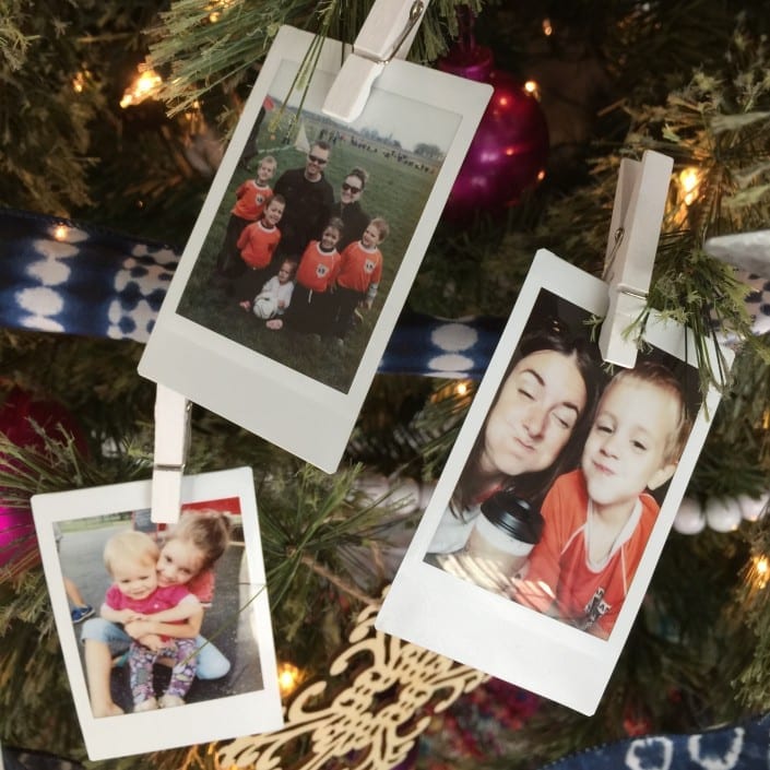 Take photos from the year and use as Christmas tree ornaments!