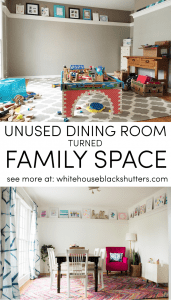 unused dining room turned family space
